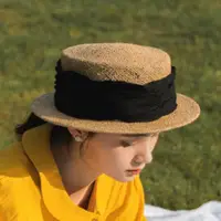 在飛比找ETMall東森購物網優惠-草帽HATSUP法式平頂女真絲拉菲草