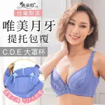 台灣製C-E大罩杯。調整型內衣 外月牙提托集中包覆 內裏透氣網布-藍色32.34.36.38.40.42(7100)-唐朵拉