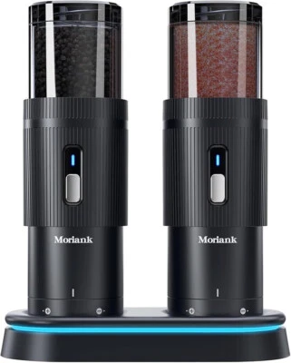 Salt and Pepper Grinder Set with Base, Black