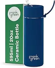 Frank Green Ceramic Reusable Bottle with Straw Lid, 595 ml Capacity, Deep Ocean