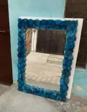 Elegant Blue Agate Stone Wall Mirror Perfect For Housewarming Decor