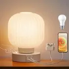 Touch Bedside Table Lamp - Small Table Lamps,3 Way Dimmable with USB C+A