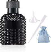 50ML/1.7oz Travel Perfume Atomizer Refillable Spray Bottle – Leak-Proof Black Glass Bottle with Funnel, 3ml Dropper & Gift Storage Bag –Travel Essentials