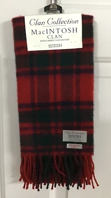 Edinburgh Castle MacIntosh Clan Lambs Wool Tartan Plaid Scarf Made in Scotland
