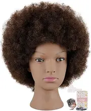 Kalyx Mannequin Head African American with 100% Human Hair Cosmetology Afro Hair Manikin Head for Practice Styling Braiding