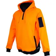 Womens Hi Vis 1/4 Zip Orange & Navy Tech Fleece Hoodie - size 22