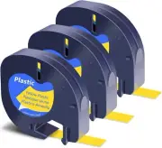 91332 Compatible Dymo LetraTag Refill Plastic 12mm Label Tape LT-100H 1/2" 3Pack
