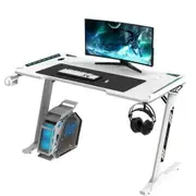 Ekkio RGB Gaming Computer Desk Z-Shape White 140cm