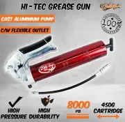HI-TEC Grease Gun Pistol Grip 8000 PSI Industrial Quality Dual Flow Pump Hose
