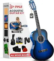 [Pyle] Classical Acoustic Guitar Kit, 3/4 Junior Size Instrument for Beginner Kids, Adults, 36" Blue Burst