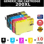 10X Generic 200XL 200 XL Ink Cartridge For Epson WF2510 WF2520 XP200 XP400 XP410