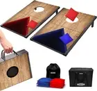 Portable Wooden Cornhole Set, 2 Boards, 8 Bean Bags, Foldable Design, All Ages
