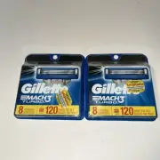 Gillette Mach3 Turbo Razor Refills 2 Packs of 8 Cartridges each=16 Refills total
