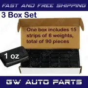 3 Box 270 Pcs 1oz Black Wheel Weights Stick-on Adhesive Tape Lead-Free
