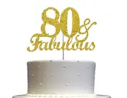 80 & Fabulous Cake Topper 6.25" Double Side Glitter 80th birthday Cake Topper