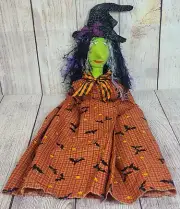 Fabrications Handmade Druscilla Witch Doll Decor Orange Green Black 28"