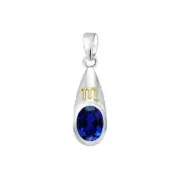 Astrology Zodiac Scorpio Pendant 925 Sterling Silver Created Sapphire Jewelry