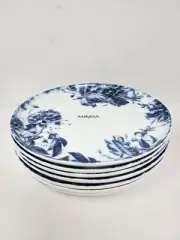 Set Of 7 Salad Plates Mikasa Pippa White Bone China Blue Floral Roses 9-3/8" New