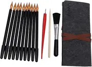 EXAOMBLE 14pcs Scratch Art Tools - Scratchboard Pen Set for Adults - Drawing Kit with Scraper, Brush, Stick & Storage Bag - Black