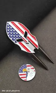 SPARTAN FLAG GOLF DIVOT TOOL & BALL MARKER TRUMP 47th