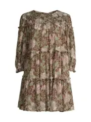 Ted Baker Women's Multi Color Floral Bunnoo Tiered Swing Dress Size 2