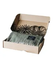[The Grampians Goods Co.] Herringbone Collection Recycled Wool Scottish Tartan Blanket in Bayleaf