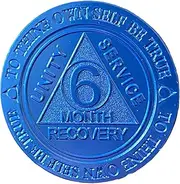 Bulk Lot of 25 Aluminum 6 Month AA Medallions Blue Color Sobriety Chips Serenity Prayer Back