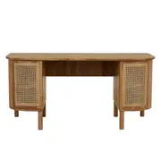 West End Axiom Teak & Wicker Desk