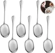 WIYETY Set of 6 Large Serving Spoons Made of Stainless Steel, Serving Spoons with Long Handles, 25 cm, Salad Spoon, Tablespoon, Serving Spoon for Banquet, Buffet, Restaurant, Serving Cutlery