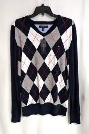 Tommy Hilfiger Men Navy Multi Argyle Cotton Sweater (C887832749-475) Size L NWT