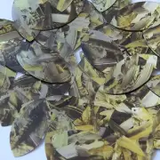 Sequin Navette Leaf 1.5" Yellow Silver Bird Feathers Print Metallic