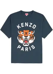 Kenzo Lucky Tiger Printed Cotton T-shirt - Mid Blu M