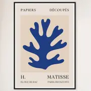 Galrie Papiers Découpés Blue H. Matisse Print (1955) Elegant for your Home, Black Frame, A3 30 x 42cm (12 x 16inch)