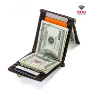 Men's Leather Wallet Trifold Money Clip ID Card Holder Coin Pocket Purse