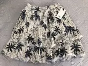 Rip curl Tropics Ruffle Skirt Blue Cream Palm Pattern Surfwear XS NEW with Tags