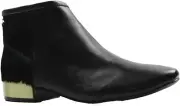 Womens Dominique Spotting Black Leather Fur Metallic Boots Work Casual