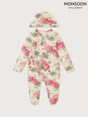 Monsoon Natural Newborn Betsy Floral Sleepsuit and Hat Set (AR1688) | $65