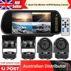 7" Quad Mirror Clip Monitor 4x4PIN CCD Side Reverse Camera 12/24v For Trailer RV