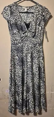 AA Studio AA - Animal Print Twist Front Pullover Dress Size 8 NWT FS1