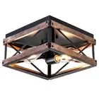 2-Light Industrial Ceiling Light Fixtures, Farmhouse Flush Mount Ceiling Ligh...