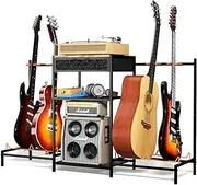 Guitar Stand Floor Adjustable Multiple Guitars, Multi Guitar Storage Rack for Acoustic, Electric Guitar, Bass, Guitar Amp Picks Accessories, Guitar Display Holder for Music Room Home Studio with