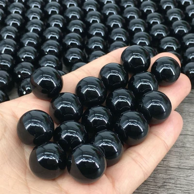 50pcs Natural Black Onyx Stone Round Ball Crystal Sphere Rock 16mm Reiki Chakra