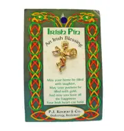 PJ Keane PIN St Patrick Vintage ANGEL with CLADDAGH Gold Tone Tac Ireland NEW