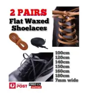 2 Pairs Flat Cotton Waxed Shoelaces 100-180cm Dress Laces 7mm for Shoes Boots