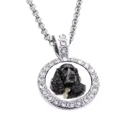 Cocker Spaniel Dog Silver Colour Necklace With Diamante Pendant And Gift Box
