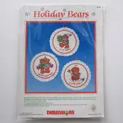 Dimensions Holiday Bears Christmas Ornaments Counted Cross Stitch Kit 8339 New