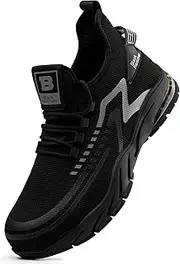 [Black Hammer] Men's Steel Toe Cap Safety Trainers Lightweight Durable Work Shoes with Midsole Protection Rubber Outsole for Professional Warehouse and Utility Use Trekking Hiker S1P SRC 2200