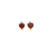 14k Yellow Gold u0026 Rhodium Marquise Heart Garnet u0026 Real Diamond Post Earrings