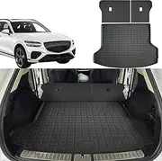 Liizoo Cargo Liner Fits for Genesis GV70 2022-2024 Trunk Liner All Weather Cargo Mat, Custom Fit TPE Anti-Slip Car Seat Back Protector Accessories (with Backseat Mat)
