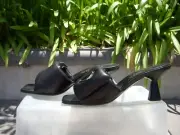 Prada Padded Nappa Soft Sandal Logo Black Wmn EU41 10.5-11B 10 1/8" Lg MSRP$1200